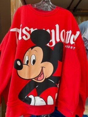 Disney Parks Disneyland Red Mickey Sweatshirt Crewneck Retro